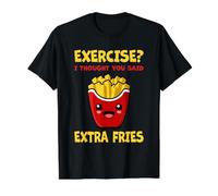 ¿Ejercicio? Pensé Que dijiste Papas Fritas Extra Amante de la Comida rápida Camiseta gráfica económica, Hombre, Negro, M