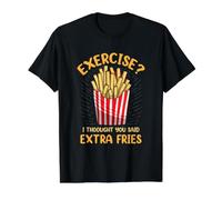 Ejercicios pensó Que dijiste Papas Fritas Extra - Papas Fritas Divertidas Camiseta gráfica económica, Hombre, Negro, M