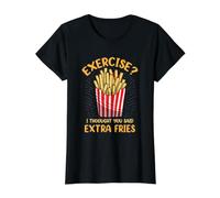 Ejercicios pensó Que dijiste Papas Fritas Extra - Papas Fritas Divertidas Camiseta gráfica económica, Mujer, Negro, XS