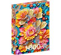 Ejército Rompecabezas decoración de lirios orientales - ilustración caprichosa - Puzzle de 1000 piezas para adultos - Acabado mate, suave al tacto, fácil de montar, ajuste ajustado, colores vivos