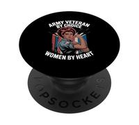 Ejército Veterano por Elección Mujeres De Corazón Negro Veterano Mujer PopSockets PopGrip Adhesivo