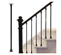 Ejes de balaustre de hierro negro para montaje en piso, barandilla ajustable para la seguridad de niños, ancianos y mujeres embarazadas, 60-125 cm con kits de tornillos