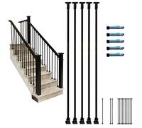 Ejes de balaustre de hierro para deckorators 1, 2, 5, 10 unidades, 100 x 150 cm, barandilla de escalera ajustable para interiores, ático, villa, balcón, corte permitido, acabado negro