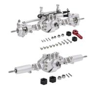 Ejes RC Compatible con Axial para SCX10 II 90046 90047 RC Crawler Truck, Eje Delantero Y Trasero De Aleación De Aluminio, Eje De Puente RC, Piezas De Repuesto RC(Silver)