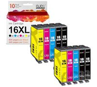 ejet 16XL Compatible con Epson 16 16XL Cartuchos de Tinta para Workforce WF-2010 WF-2510 WF-2520 WF-2530 WF-2540 WF-2630 WF-2650 WF-2660 WF-2750 WF-2760 (Negro Cian Magenta Amarillo, 10-Pack)