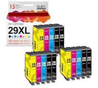ejet 29XL Tinta Compatible para Epson 29 29XL para Expression Home XP-342 XP-245 XP-442 XP-235 XP-335 XP-432 XP-435 XP-332 XP-345 XP-247 XP-445 (6 Negro, 3 Cian, 3 Magenta, 3 Amarillo, 15 Pack