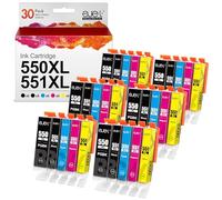 ejet 550XL 551XL Cartuchos de Tinta compatibles Reemplazo para Canon PGI-550 CLI-551 para Usar para PIXMA IP7250 IP8750 MX925 MG5650 IX6850 MX725 MG5550 MG6350 MG6450 MX920 (Paquete de 30)