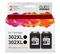 ejet Compatible para HP 302 302XL Cartuchos para HP Deskjet 1110 2130 2134 3630 3632 Envy 4520 4521 4522 4523 4524 Officejet 3830 3831 3834 3835 4650 4651 4652 4654 4658 5230 Impresora (2 Pack, Negro)