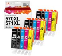 ejet PGI-570xl Reemplazo para Canon PGI-570 CLI-571XL Cartuchos de Tinta Negra Compatibles para Canon Pixma MG5750 TS5050 MG5700 MG5751 MG5753 MG6800 MG6850 MG6851 TS5051 TS5053 TS5055 TS6050