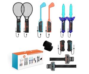 EJGAEM Switch 2 Sports Accessories Bundle ,12 in 1 Accessories Kit Compatible with Nintendo Switch 2,Family Accessories Kit for Sports Games with Leg Strap,Golf Clubs,Tennis Rackets,Sword Grips