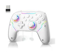 EJGAME Wireless Controller Compatible with Switch/Switch 2/Windows PC/Steam Deck/Android, Switch Pro Controller with Hall Effect Joysticks and Triggers,with USB Bluetooth Adapter for PC (White)