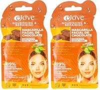 Ejove Mascarilla Facial de Chocolate | Antioxidante e Hidratante para Piel Seca y Apagada | Nutre, Suaviza y Aporta Luminosidad | Vegana, Sin Parabenos ni Siliconas | Monodosis (Paquete de 2)