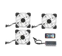 Ejoyous 120mm RGB Ventilador de Caja 3 Unidades, 38CFM Flujo de Aire | Construcción de rodamientos hidráulicos, almohadillas de goma antivibración, sincronización de placa base ARGB de 5 V,