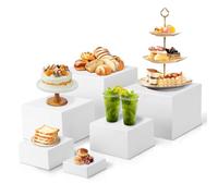 Ejoyous 6 Piezas de Soporte de Pastel, Soporte de Pastel de Pastel de Pastel de Boda Buffet Stand Reutilizable Cube Soporte para Bodas Fiestas de Cumpleaños Cupcake (White)