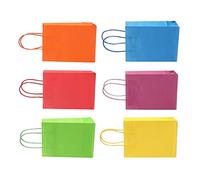 Ejoyous Accesorio de Bolsas de de Envasado de 24 Piezas, Selección de Color Alegre, Bolsas de Papel de Color Vibrante Kraft con Manijas, Bricolaje para Compras de Artesanías de Bodas de Cumpleaños