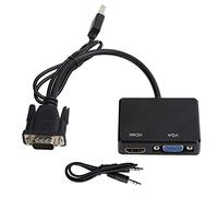 Ejoyous Adaptador VGA a HDMI VGA, Cable del Convertidor de Interfaz Multimedia con Fuente de Alimentación USB para Transmisión de Señal de Alta Definición, Enchufe y Reproducción (Black)