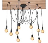 Ejoyous Araña araña, lámpara de techo vintage industrial moderna, lámpara colgante con múltiples cabezas, para cocina, dormitorio, hotel, comedor, sala de estar sin fuente de luz (10 cabezas)