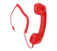 Ejoyous Auricular retro para teléfono, 3.5 mm, receptor de teléfono celular, micrófono, altavoz para teléfonos móviles, teléfonos celulares, smartphones (rojo)