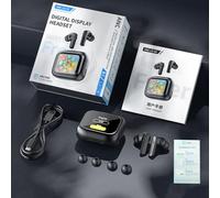 Ejoyous Auriculares de Traducción AI Auriculares Inalámbricos con BT5.4 Estuche para Pantalla Táctil a Todo Color ANC ENC Cancelación de Ruido 0.06s Baja Latencia para Viajes Trabajo Juegos (Black)