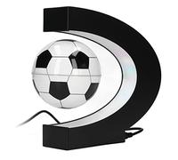 Ejoyous Balón de Fútbol Flotante Magnético con Iluminación LED y Base en Forma de C, Rotación de 360°, Ideal como Decoración de Escritorio y Regalo para Hombres (Enchufe de la UE)