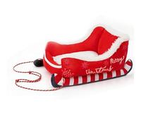 Ejoyous Cama para Perros con Trineo Navideño, Cama Lavable de Terciopelo Suave y Felpa para Mascotas con Cojín Grueso y Lados Elevados para Uso en Interiores Exteriores (S)