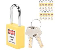 Ejoyous Candado de Bloqueo LOTO, Juego de 10 Candados de Seguridad, 38mm Nailon PA No Conductor Reforzado con Ingeniería, Grillete de 6mm con Etiqueta Escribible para Petróleo Químico Gas (YELLOW)