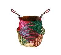 Ejoyous Cesta de Almacenamiento Nórdica Plegable de Pasto Marino, Material Natural, Organizador Multiusos con Asas, Perfecta para Ropa Sucia, Juguetes o Cubiertas de Macetas (5)