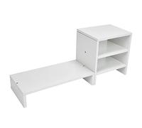 Ejoyous Elevador de Monitor Estante de Escritorio de MDF Soporte para Monitor Eleva la Pantalla 8 Cm con 2 Estantes y Almacenamiento Debajo del Escritorio para la Organización del de Estudio de la