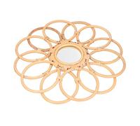 Ejoyous Espejo Bohemio Redondo de Ratán de 45 X 11 Cm con Ratán y Cristal de Alta Claridad para Colgar en la Pared, Decoración Que Ahorra Espacio para Dormitorio, Baño, Sala de Estar, Oficina