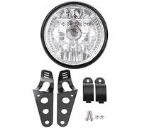 Ejoyous Faro de Motocicleta de 7 Pulgadas, Señal de Universal Redonda para Motocicleta con Soporte de Montaje Negro Retro Motocicleta Lámpara, Proyector Redondo LED Proyector 12V 35 W