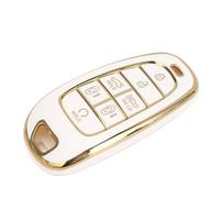 Ejoyous Funda para Llavero de Coche de 7 Botones, Material PU, Protección de Cobertura Total, Evita Caídas y Arañazos, para Sonata Santa Cruz 2022-2024 (White)