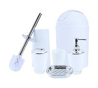 Ejoyous Juego de Baño de 6 Uds, Juego de Accesorios de Baño, Botellas de Loción, Soporte para Cepillo de Dientes, Taza de Dientes, Jabonera, Cepillo de Baño, Bote de Basura