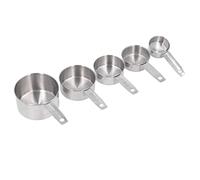 Ejoyous Juego de Tazas Medidoras Apilables de Acero Inoxidable, 5 uds., con Diseño de Fondo Plano y Básculas Transparentes para Cocinar y Hornear con Precisión