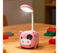 Ejoyous Lámpara de Mesa con Soporte para Bolígrafo, Lámpara de Mesa Pequeña LED de Plástico con Carga USB, Manguera Flexible, Luz de Protección para los Ojos, de Escritorio de Dibujos Animados para