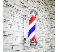 Ejoyous LED Poste de Barbero Palacio Estilo Luminoso Giratorio Rojo Azul Rayas para Pelo Salón Barbero Signo Ligero Pared Montable Lámpara