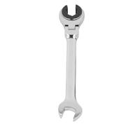 Ejoyous Llave de Extremo Abierto con Trinquete de 17 Mm, Llave Ajustable de Acero Cr V con Cabeza Flexible para Tuercas de Tubería de CA de Freno de