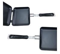 Ejoyous Maker Pan, Camping Toastie Maker Aluminio Doble Cara Sartén para Pan Antiadherente con Mangos, para Sándwiches Waffles Bistec 35x15x6cm (SILVER)