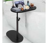 Ejoyous Mesa Auxiliar en Forma de C, Altura Ajustable, Mesa Giratoria 360° para Sofá, Mesa Lateral de Madera