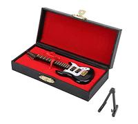 Ejoyous Modelo de guitarra en miniatura, Mini guitarra con soporte y maleta Instrumento musical Adornos de guitarra eléctrica de madera