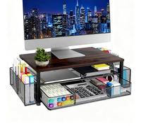 Ejoyous Monitor Supar para el Escritorio, Elevador de Soporte de Computadora de 2 Niveles con Cajón y 2 Soportes para Bolígrafo, Accesorios de Escritorio de Oficina de Minimalismo (Madera)