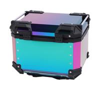 Ejoyous Motorcycle Top Case 45L Aluminio Aleación Motocicleta Caja de Almacenamiento de Casco con Lock de Seguridad Impermeable a Prueba de Polvo de PU Extraíble para Motocicleta con Rejilla Trasera