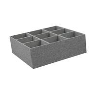Ejoyous Organizador de Caja de Corbatas, Caja de Almacenamiento Plegable de Lino para Calcetines y Cinturones, Diseño de 9 Secciones para Organización de Armarios y Cajones (GREY)