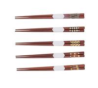 Ejoyous Palillos de bambú de Madera Palillos Reutilizables 5 Pares de Sándalo Rojo con Patrón de Ritmo Fácil de Mantener para Principiantes Comedor de Cocina Regalos de Inauguración