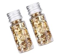 Ejoyous Papel de Aluminio Dorado, 2 Frascos, Aproximadamente 5 G Cada, | Hojuelas de Hoja, Arte de Uñas, Lienzo de Madera, Proyectos Artesanales, Decoración para Bar y Restaurante, Rodajas de