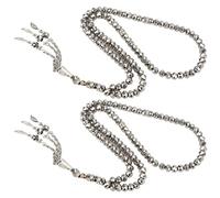 Ejoyous Paquete de 2 Cuentas de Oración, Rosario de Cuentas de 99 Granos, de Oración Musulmana Tasbih, Exquisitas Religiosas con Divisor para Uso Diario como (Plata brillante)