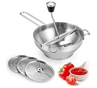 Ejoyous Passiergerät Flotte Lotte, Molinillo Manual de Verduras y Frutas de Acero Inoxidable con 3 Placas de Molienda, para Alimentos de bebé, Sopas y Purés