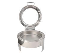 Ejoyous Plato Redondo de Acero Inoxidable de 6 Litros, Servidor de Buffet con Tapa de Vidrio, Calentador de Alcohol, Tapa Abatible de 90°, Sartén Profunda, Acabado Espejo para Catering, Boda, Cena