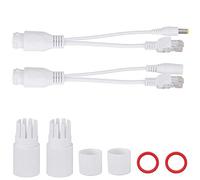 Ejoyous PoE Splitter 12V, Inyector Adaptador para Cámaras IP, Puntos de Acceso WLAN, 40M Rango, Impermeable, ABS, Blanco