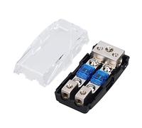 Ejoyous Portafusibles de Audio para Automóvil, Bloque de Distribución de EnergíA de Plástico y Metal, 1 Entrada 2 Salidas 60 A con Cubierta Antipolvo Transparente, 0GA 4GA 8GA para Camiones, Barcos,