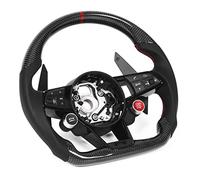 Ejoyous Reemplazo del Volante de Fibra de Carbono con Cuero Perforado de Napa, Parte Inferior Plana en Forma de D, Botones de Inicio y Parada con Costuras Rojas para TT RS3 RS4 RS5 RS6 RS7 2010 2021